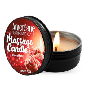 Bougie de massage sensuelle à la texture douce et soyeuse, par Amoreane en édition limitée.