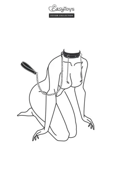 La marque Easytoys Fetish Collection propose un ensemble BDSM en faux cuir et métal permettant de s'adonner aux jeux de soumission et de domination. Il est composé d'un collier Fetish, relié à des pinces à mamelons par des chaines, et d'une laisse avec attache rapide.