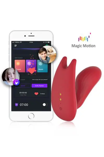 Double stimulateur connecté Magic Umi - Magic Motion 2 Le "Magic Umi Smart Wearable Dual-Motor Vibrator" est un double vibromasseur connecté, rechargeable et ergonomique qui permet de stimuler les femmes comme les hommes (prostate, point G, clitoris).