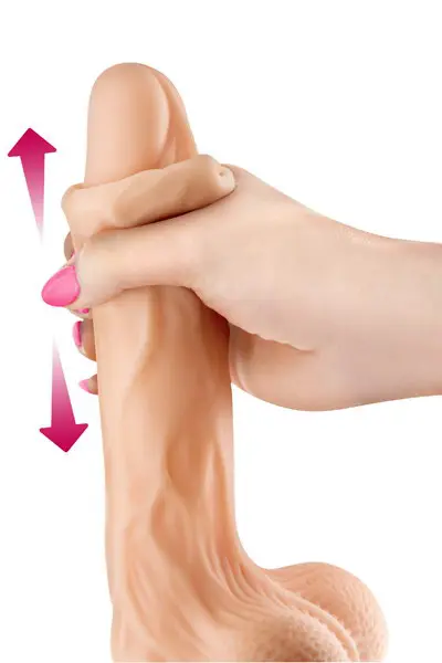 Gode ultra-réaliste 19 cm Real Joe - Real Body 2 Un pénis flexible et ultra doux, d’un réalisme révolutionnaire avec un va-et-vient du prépuce, des testicules souples à billes mouvantes et une ventouse puissante pour fixation sur toutes surfaces.