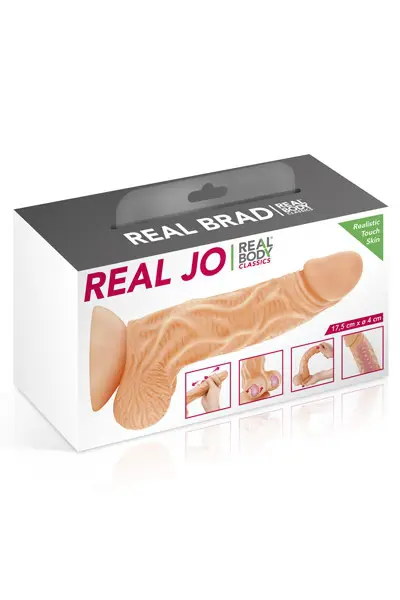 Gode ultra-réaliste 19 cm Real Joe - Real Body 5 Un pénis flexible et ultra doux, d’un réalisme révolutionnaire avec un va-et-vient du prépuce, des testicules souples à billes mouvantes et une ventouse puissante pour fixation sur toutes surfaces.