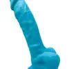 Gode ventouse réaliste bleu 17,5 cm - SilexD