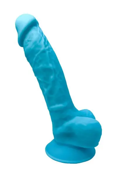 Gode ventouse réaliste bleu 17,5 cm - SilexD