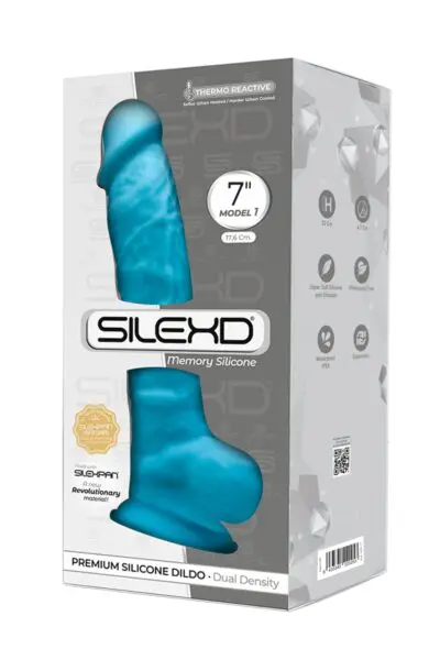 Gode ventouse réaliste bleu 17,5 cm - SilexD