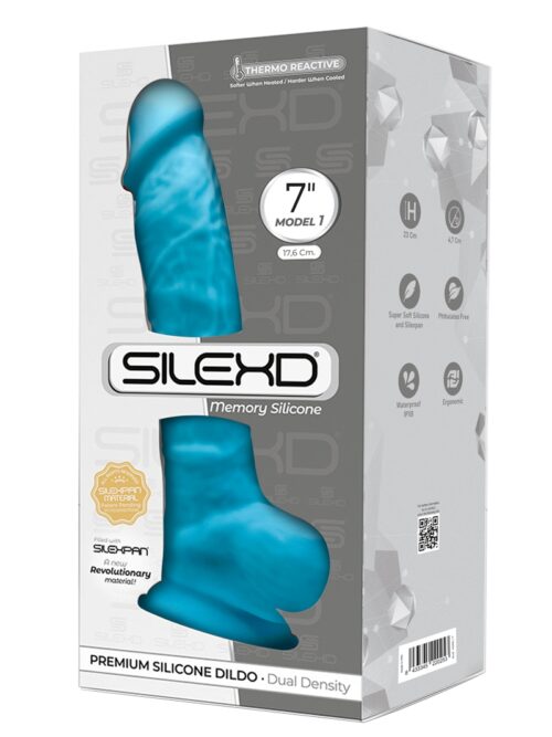 Gode ventouse réaliste bleu 17,5 cm - SilexD
