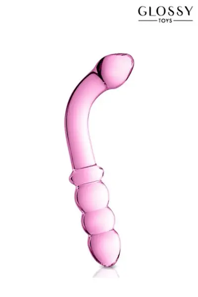 Gode verre n°8 Pink - Glossy Toys 1 Luxueux dildo en verre rose translucide, ultra résistant, de la marque Glossy Toys. Le gode Glossy n°8 peut être utilisé par l'une ou l'autre de ses extrémités pour offrir une stimulation différente.