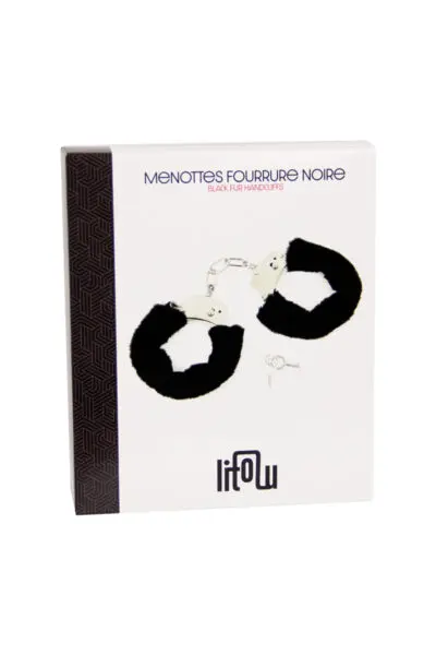 Menottes fourrure noire - Litolu 2 Menottes fourrure noire - Litolu