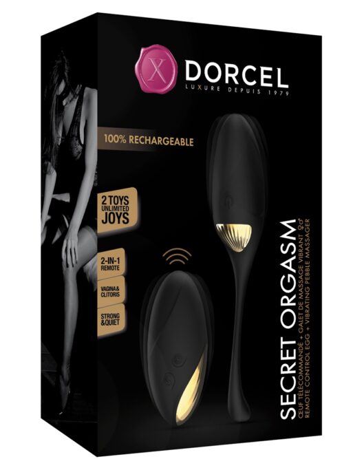Sextoy 2 en 1 pour la femme et le couple, Secret Orgasm de Dorcel, est à la fois un œuf vibrant télécommandé et un stimulateur clitoridien vibrant.