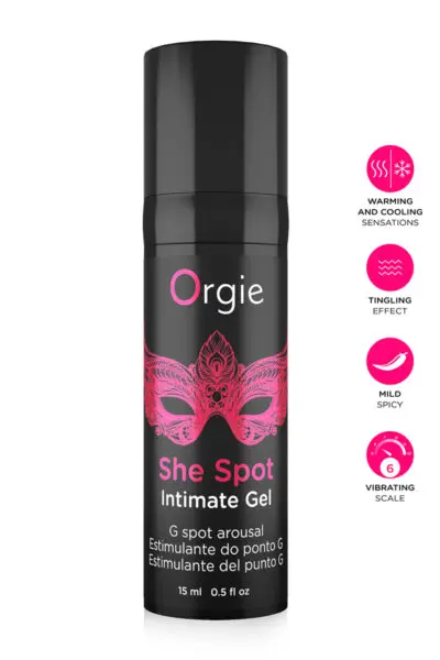 Le gel intime d'excitation du point G avec effets multiples : vibrations et picotements niveau 6/10, sensations de chaleur et de fraicheur, sensations douces et épicées.