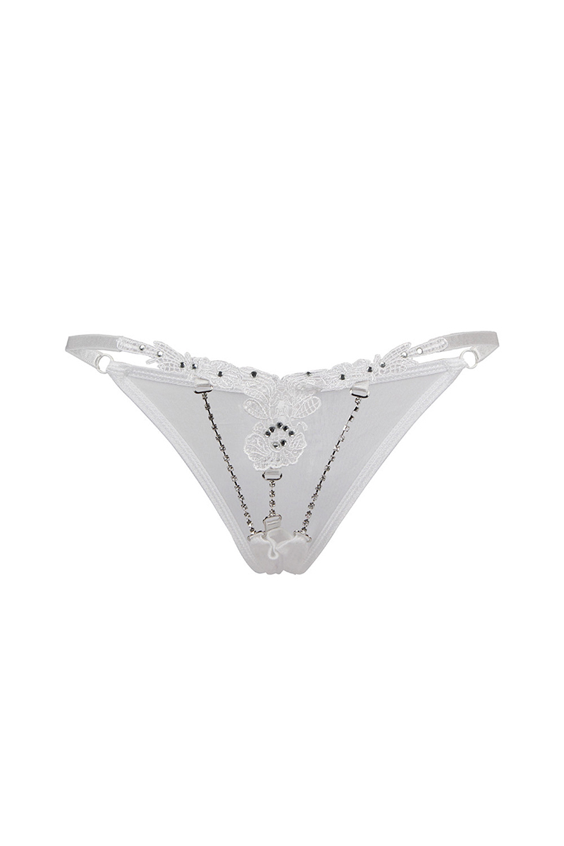 String Blanc String ouvert à strass blanc - Paris Hollywood - Liberté Sensuelle
