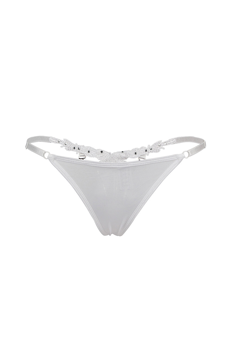 String Blanc String ouvert à strass blanc - Paris Hollywood - Liberté Sensuelle