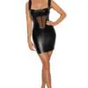 Robe courte wetlook et tulle F257 - Noir Handmade