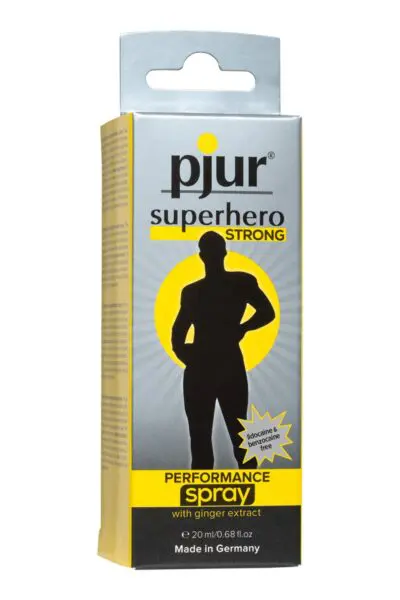 Spray retardant Superhero Strong performance - Pjur 2 Le Spray haute performance pjur® superhero est un spray retardant avec une forte concentration en Gingembre, permettant de retarder l'éjaculation et de prolonger le plaisir masculin en réduisant l’hypersensibilité du pénis.