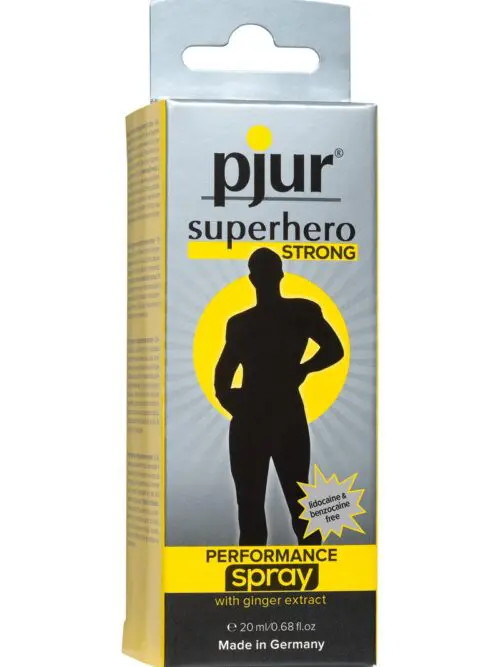 Le Spray haute performance pjur® superhero est un spray retardant avec une forte concentration en Gingembre, permettant de retarder l'éjaculation et de prolonger le plaisir masculin en réduisant l’hypersensibilité du pénis.