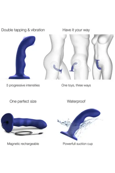 Vibro Tapping Dildo Wave bleu - Strap On Me