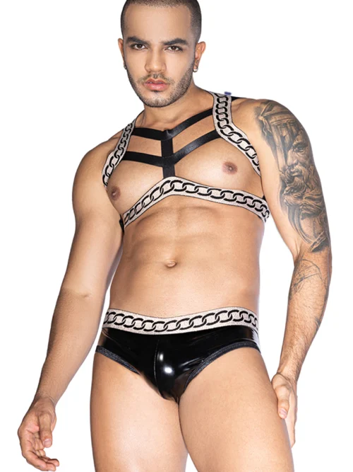 Ensemble Homme Sexy 2 Pièces Noir et Blanc - J Lingerie