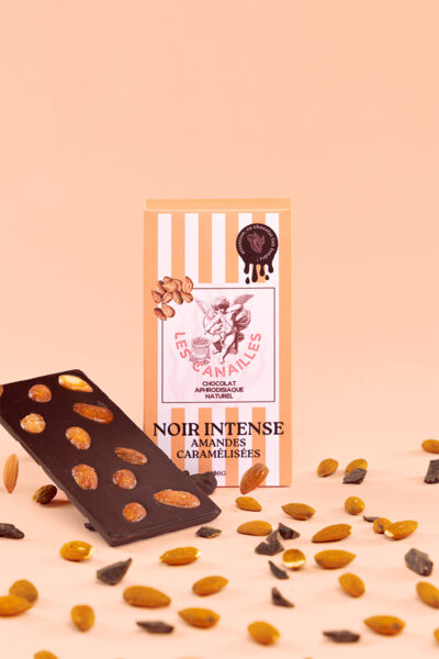 Tablette Chocolat Noir Amandes Caramélisées - 100g - Les Canailles - Produit aphrodisiaque