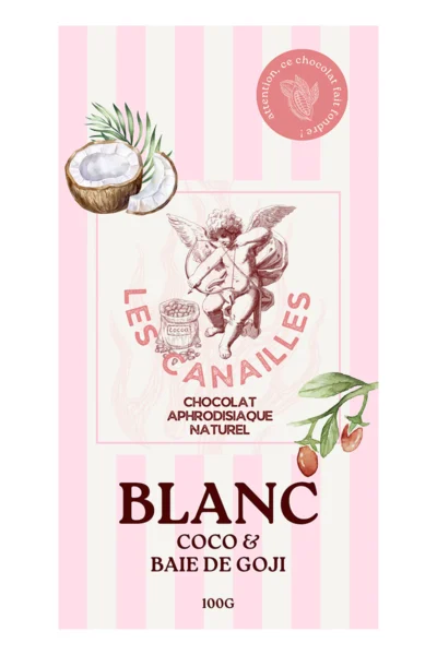 Tablette de Chocolat Blanc Coco et Baie de Goji - 100g - Les Canailles