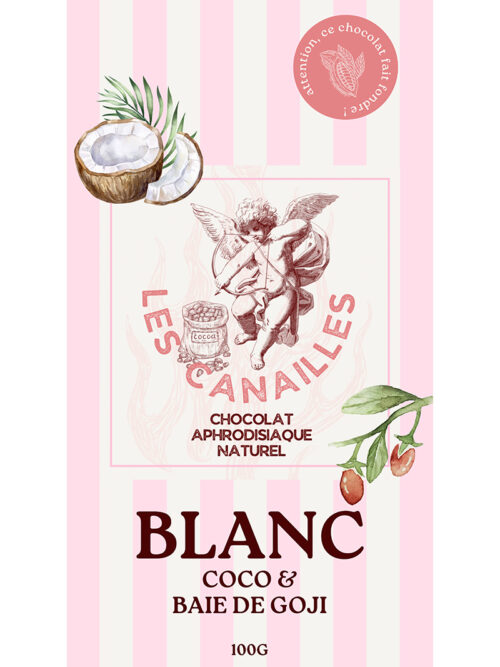 Tablette de Chocolat Blanc Coco et Baie de Goji - 100g - Les Canailles