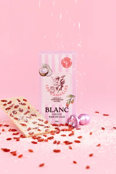 Tablette de Chocolat Blanc Coco et Baie de Goji - 100g - Les Canailles - Chocolat aphrodisiaque