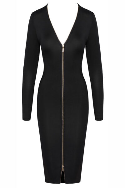 Robe Noire Midi à Manches Longues - Cottelli Party - Robe longue de soirée