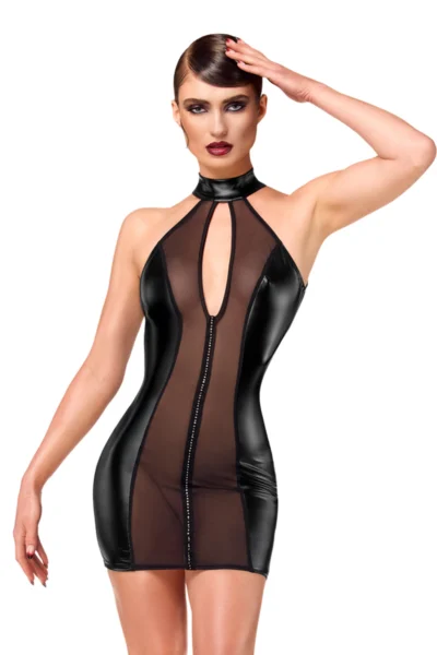 Mini Robe Semi-Transparente Luxuria F370 - Noir Handmade Mini Robe Semi-Transparente Luxuria F370 - Noir Handmade