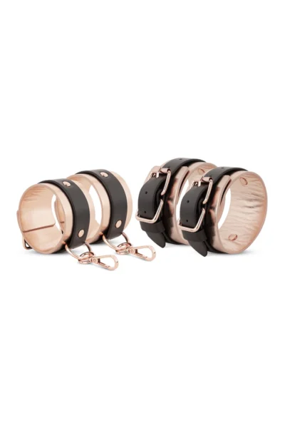 Kit Sangles de Lit BDSM - Rosy Gold - Boutique BDSM Kit Sangles d’Attache au Lit BDSM - Rosy Gold - Boutique BDSM